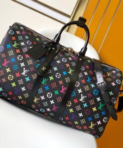 LV高仿M13745 Keepall 50黑色Multicolor彩色老花旅行袋時尚推薦