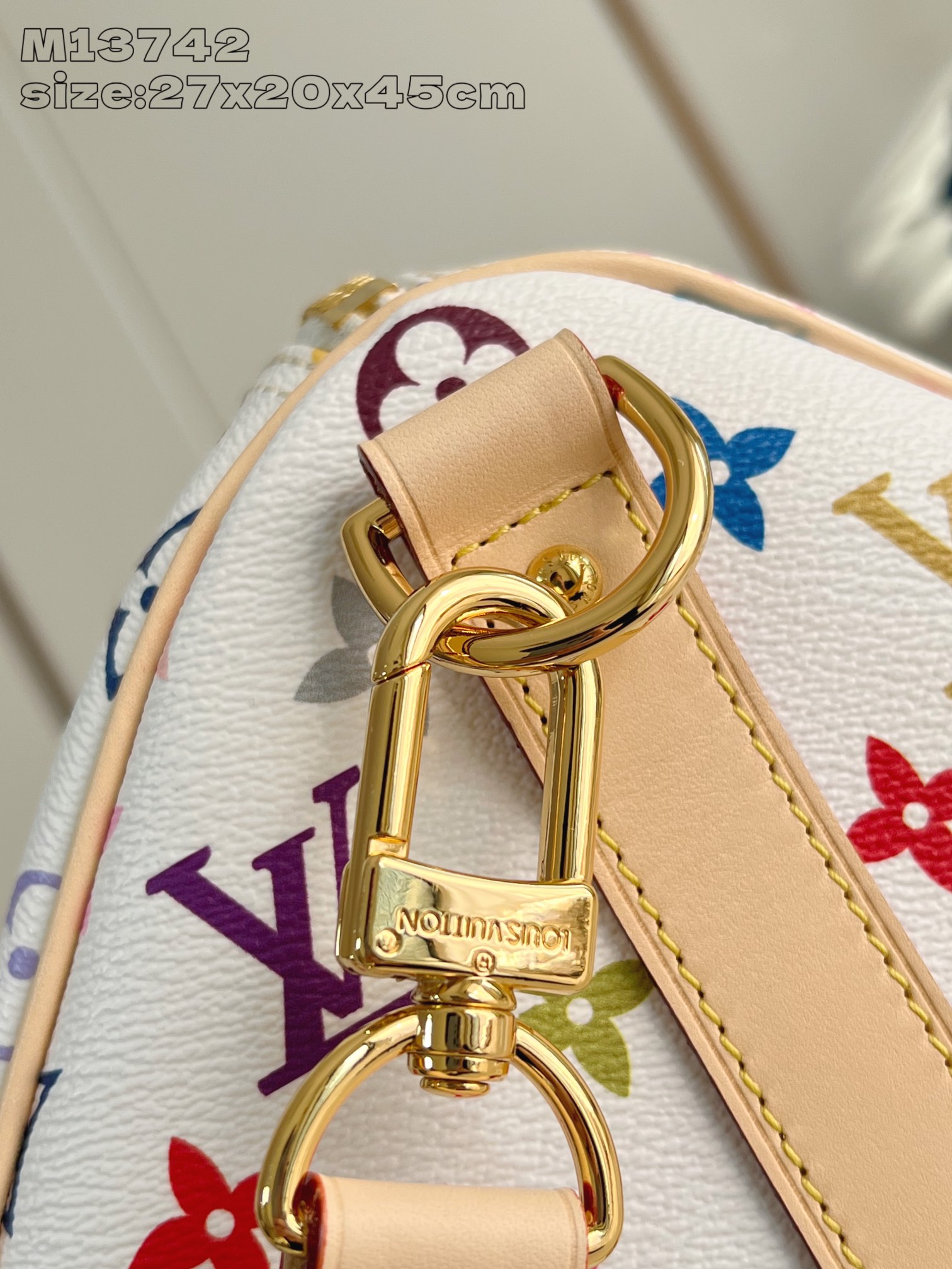 LV原單M13742 Keepall 45白色Multicolor彩色老花小號旅行袋推薦｜歐美奢侈品精品推薦