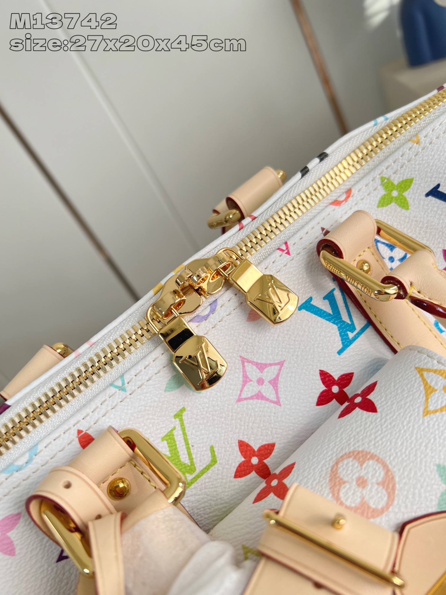 LV原單M13742 Keepall 45白色Multicolor彩色老花小號旅行袋推薦｜歐美奢侈品精品推薦