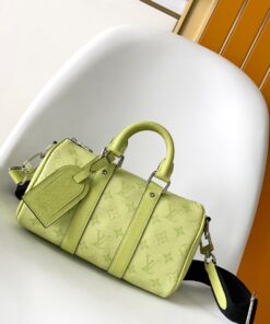 LV高仿M14078 Keepall 25檸檬綠Monogram小牛皮旅行袋夏季時尚推薦