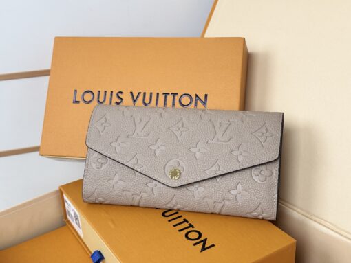 LV A貨M82256 Sarah長夾淡灰色壓紋Monogram小牛皮優雅通勤推薦