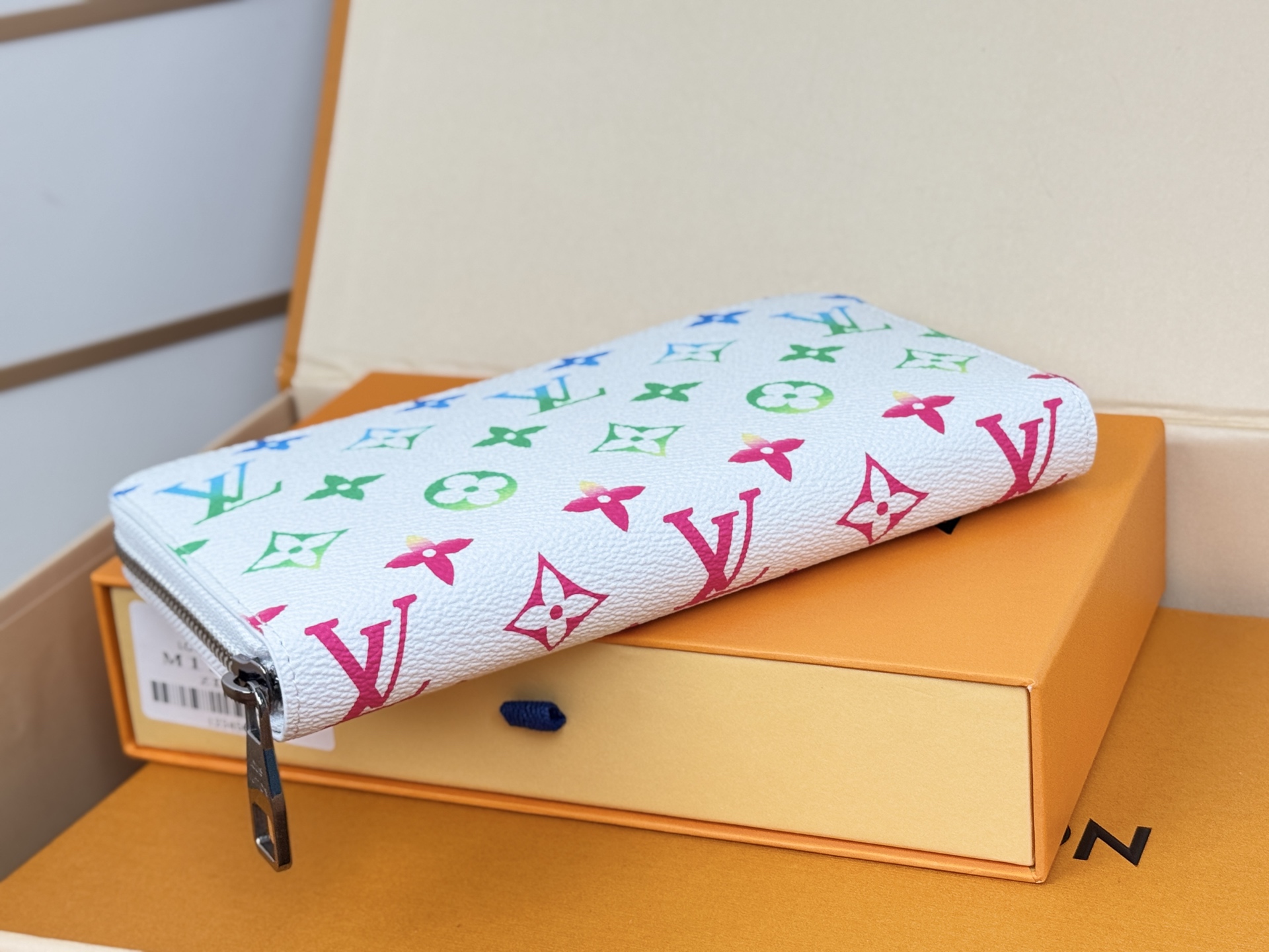 LV高仿M13908彩色老花拉鍊長夾時尚精品錢包推薦｜歐美奢侈品精品推薦