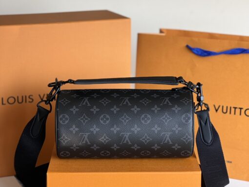 LV 高仿Monogram Eclipse圓筒斜背包 M46796潮流必備款