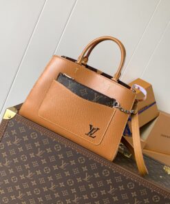 LV 精品仿製Epi橘色壓紋拼Monogram內裡托特包百搭通勤人氣推薦
