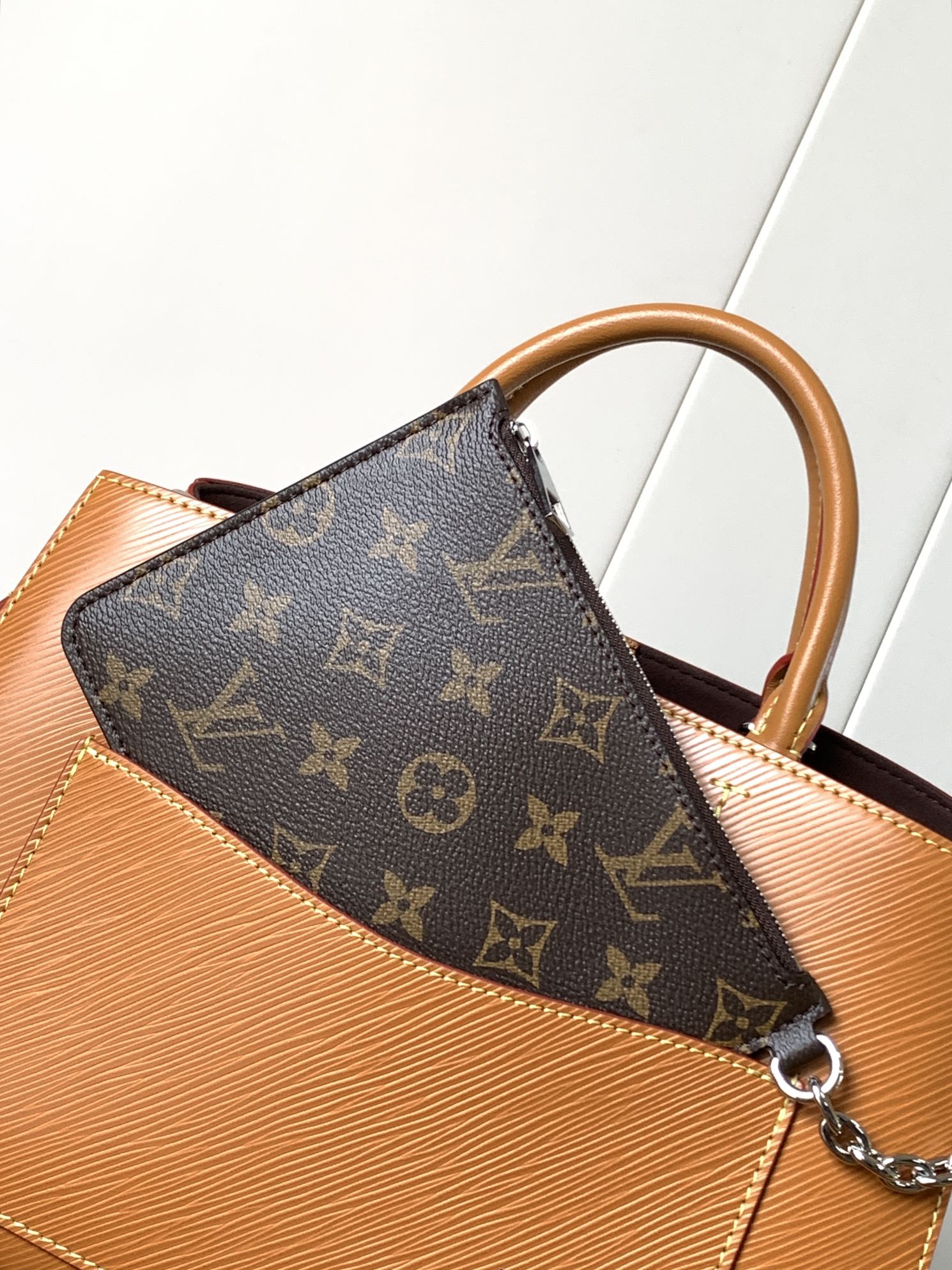 LV 精品仿製Epi橘色壓紋拼Monogram內裡托特包百搭通勤人氣推薦｜歐美奢侈品精品推薦