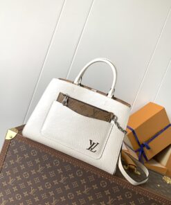 LV 一比一Epi白色壓紋拼Monogram內裡托特包百搭通勤優雅推薦款