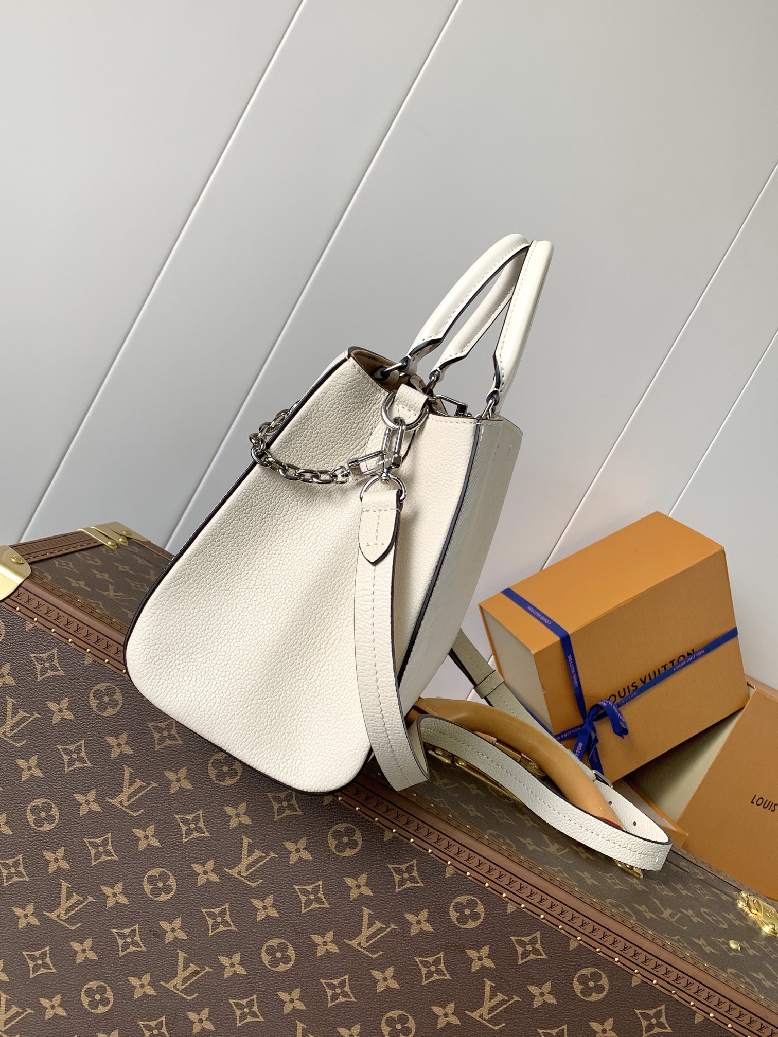 LV 一比一Epi白色壓紋拼Monogram內裡托特包百搭通勤優雅推薦款｜歐美奢侈品精品推薦