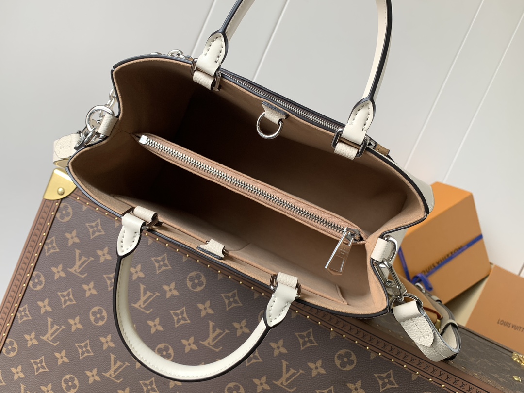 LV 一比一Epi白色壓紋拼Monogram內裡托特包百搭通勤優雅推薦款｜歐美奢侈品精品推薦