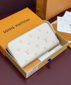 LV高仿白色拉鍊長夾Monogram壓紋優雅奶油粉人氣新作推薦