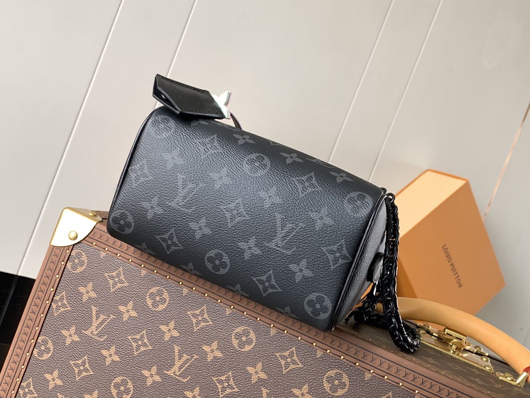 LV高仿黑色Nano Speedy壓紋鏈條包小巧經典迷你手提包｜歐美奢侈品精品推薦