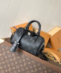 LV高仿黑色Nano Speedy壓紋鏈條包小巧經典迷你手提包