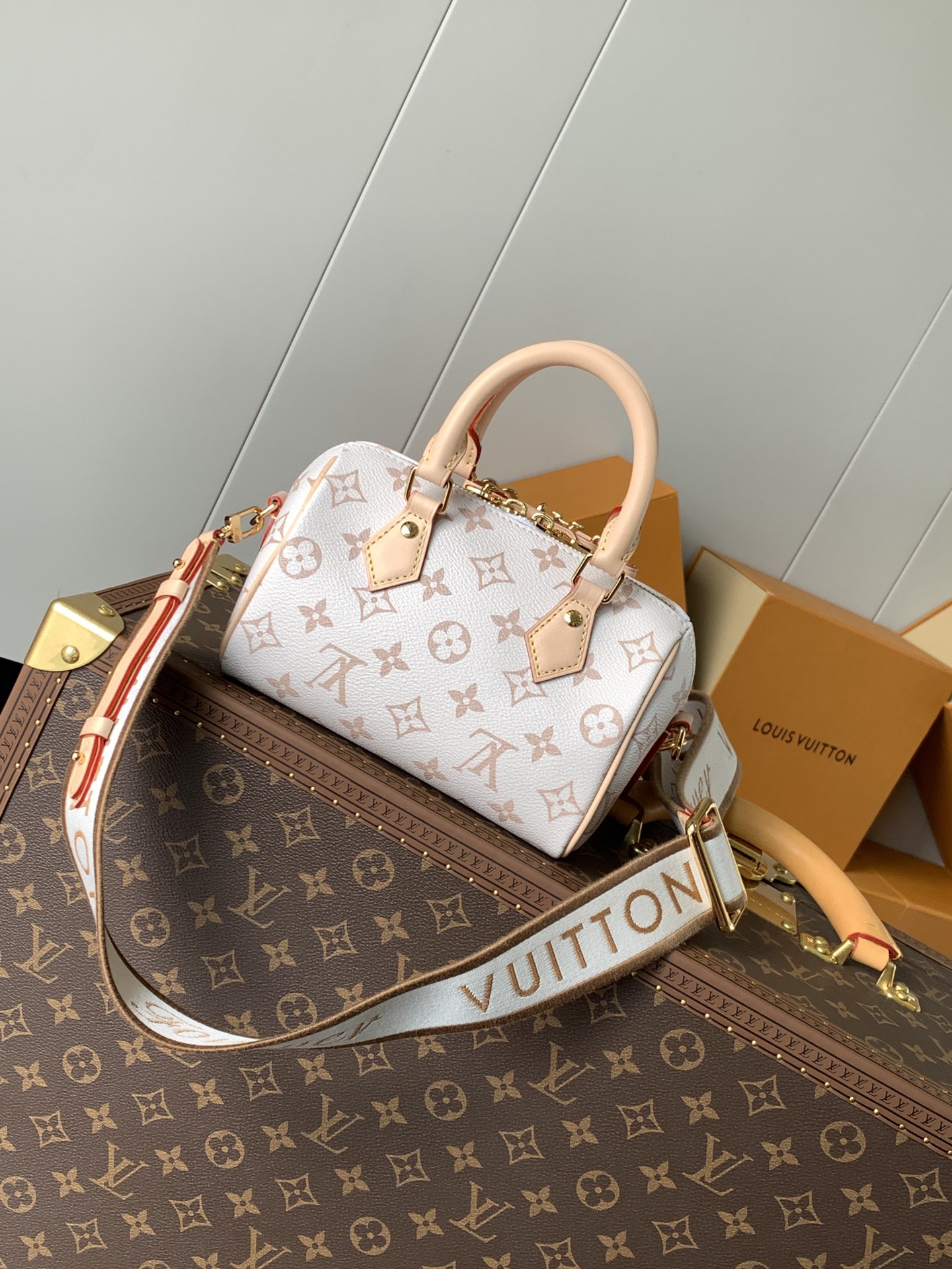 LV A貨Nano Speedy粉白拼色手提包織帶設計輕甜百搭款式｜歐美奢侈品精品推薦