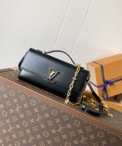 LV高仿黑色金鏈翻蓋手拿包典雅百搭款2025輕奢通勤實用首選