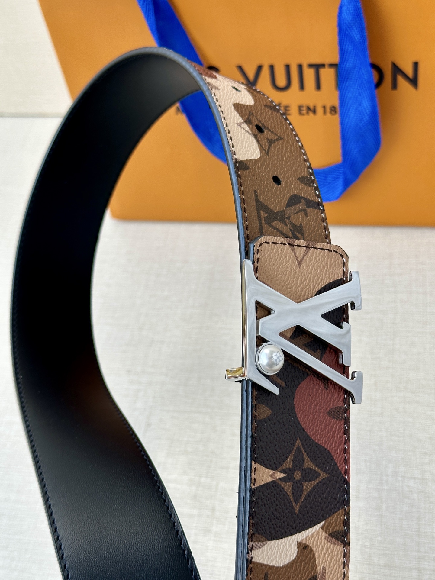 LV高仿Monogram拼色皮革腰帶時尚百搭精品皮帶｜歐美奢侈品精品推薦