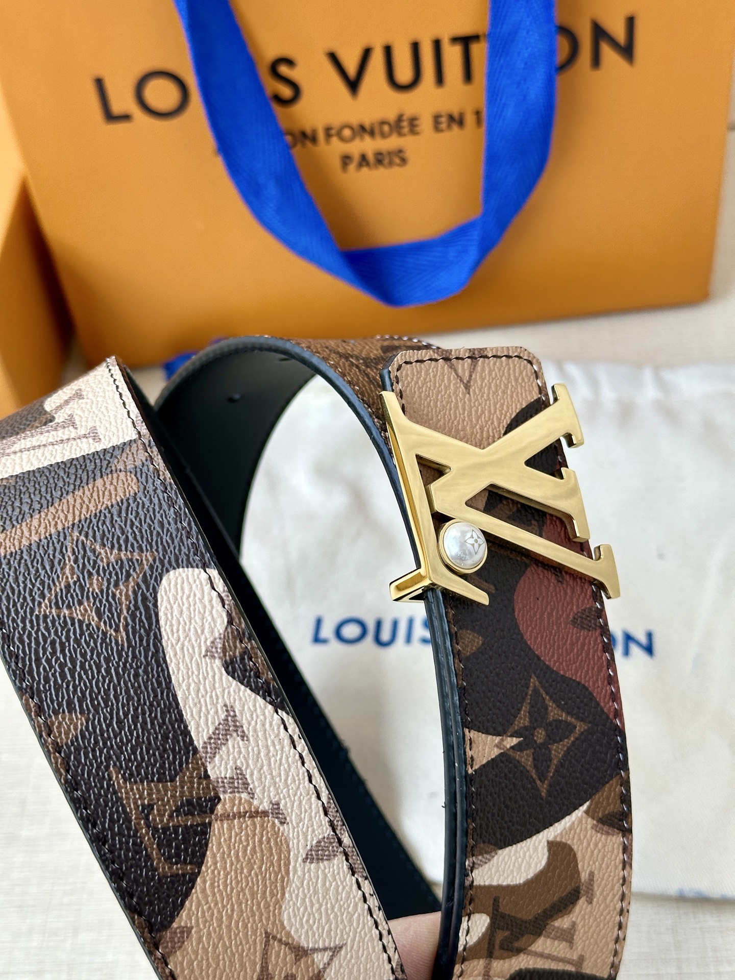 LV高仿Monogram拼色皮革腰帶時尚百搭精品皮帶｜歐美奢侈品精品推薦