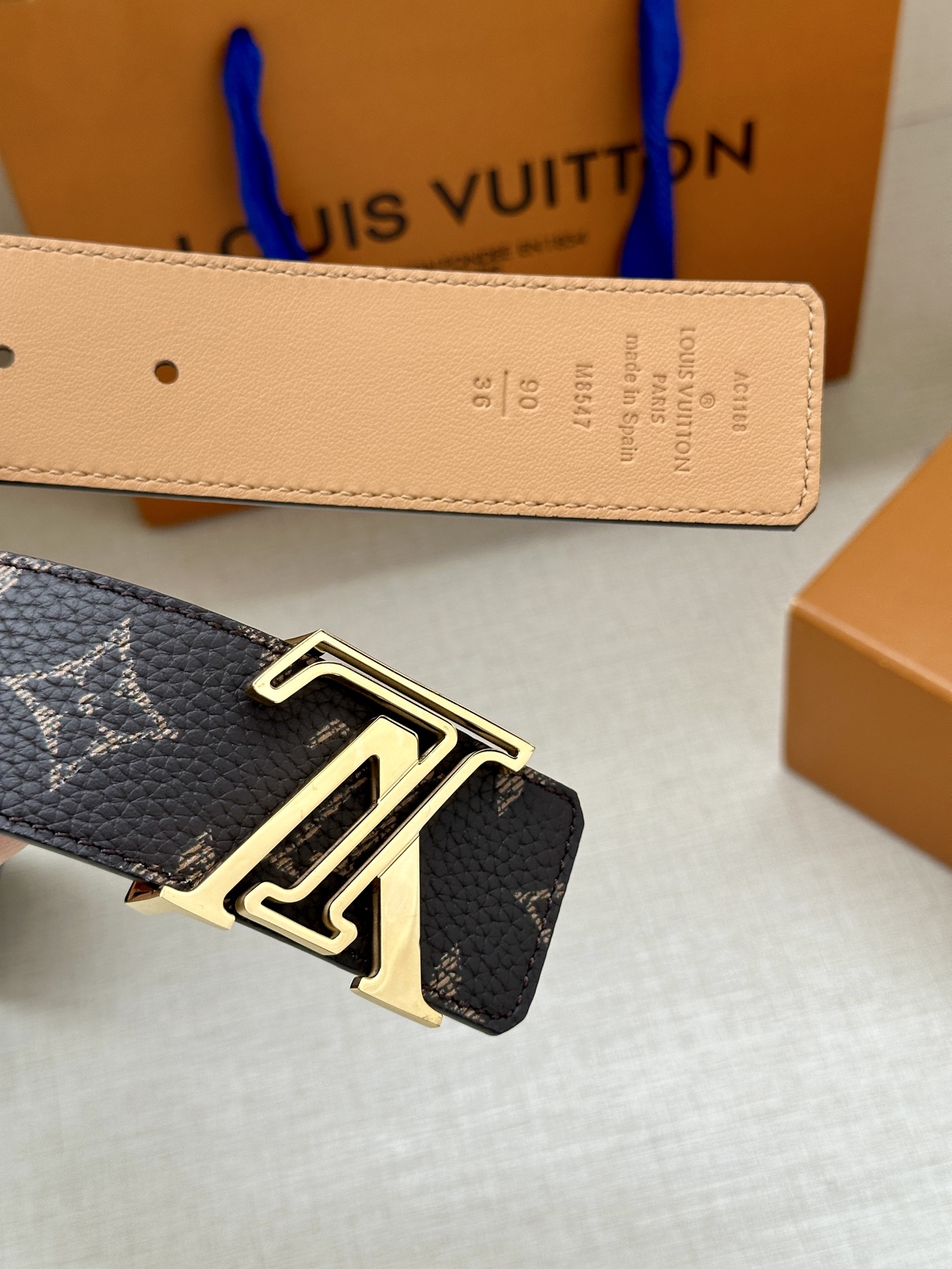 LV一比一Monogram經典圖案皮革腰帶百搭時尚精品皮帶｜歐美奢侈品精品推薦