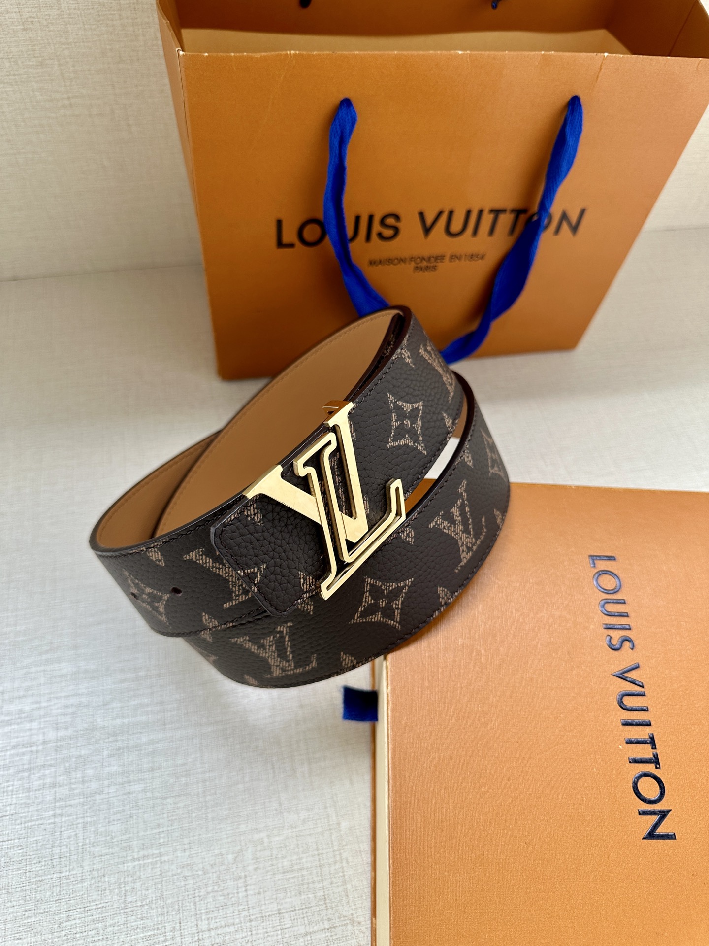 LV一比一Monogram經典圖案皮革腰帶百搭時尚精品皮帶｜歐美奢侈品精品推薦