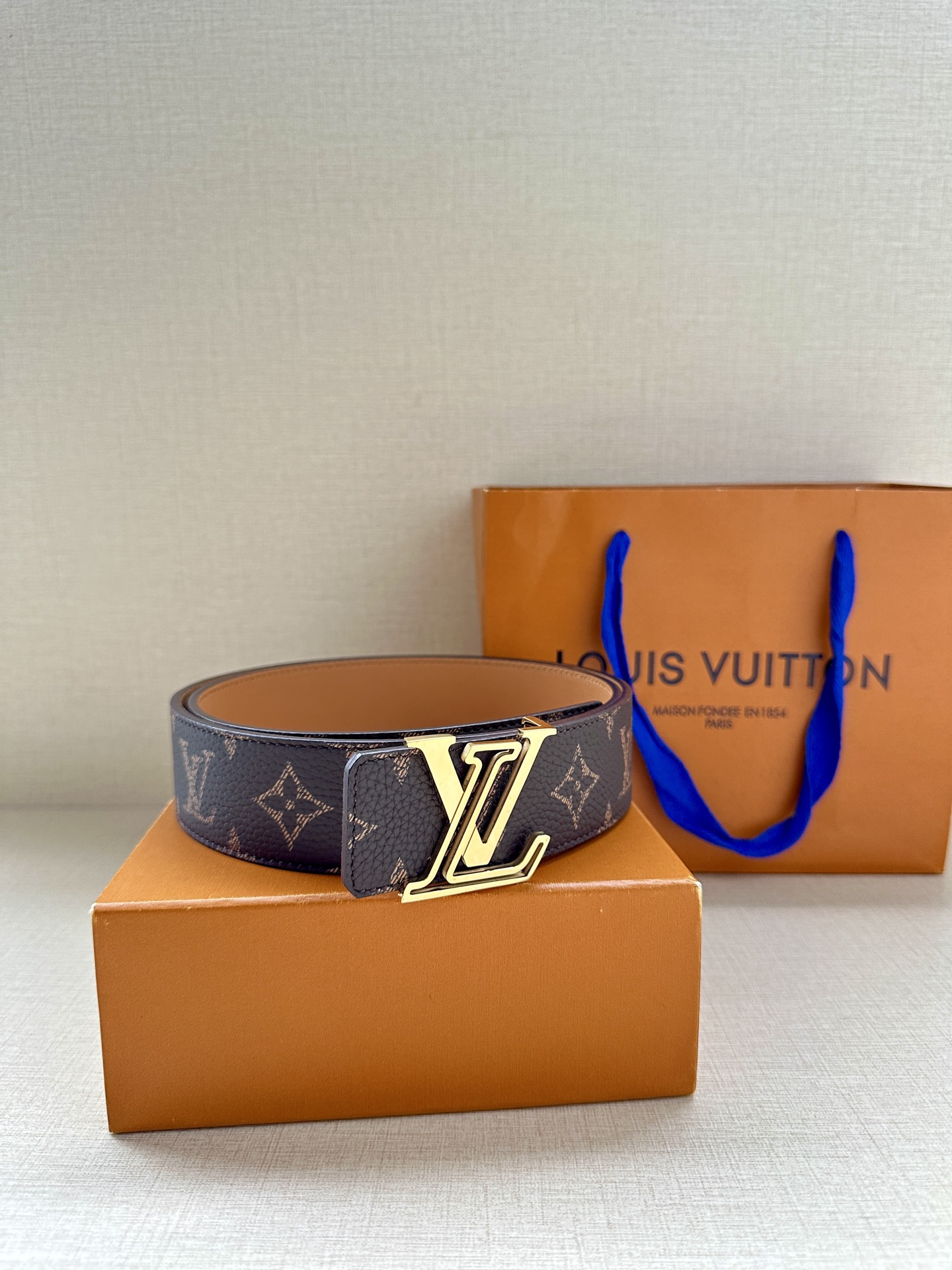 LV一比一Monogram經典圖案皮革腰帶百搭時尚精品皮帶｜歐美奢侈品精品推薦