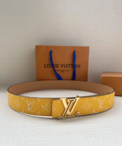 LV 一比一黃色Monogram帆布腰帶 時尚百搭精品男士皮帶