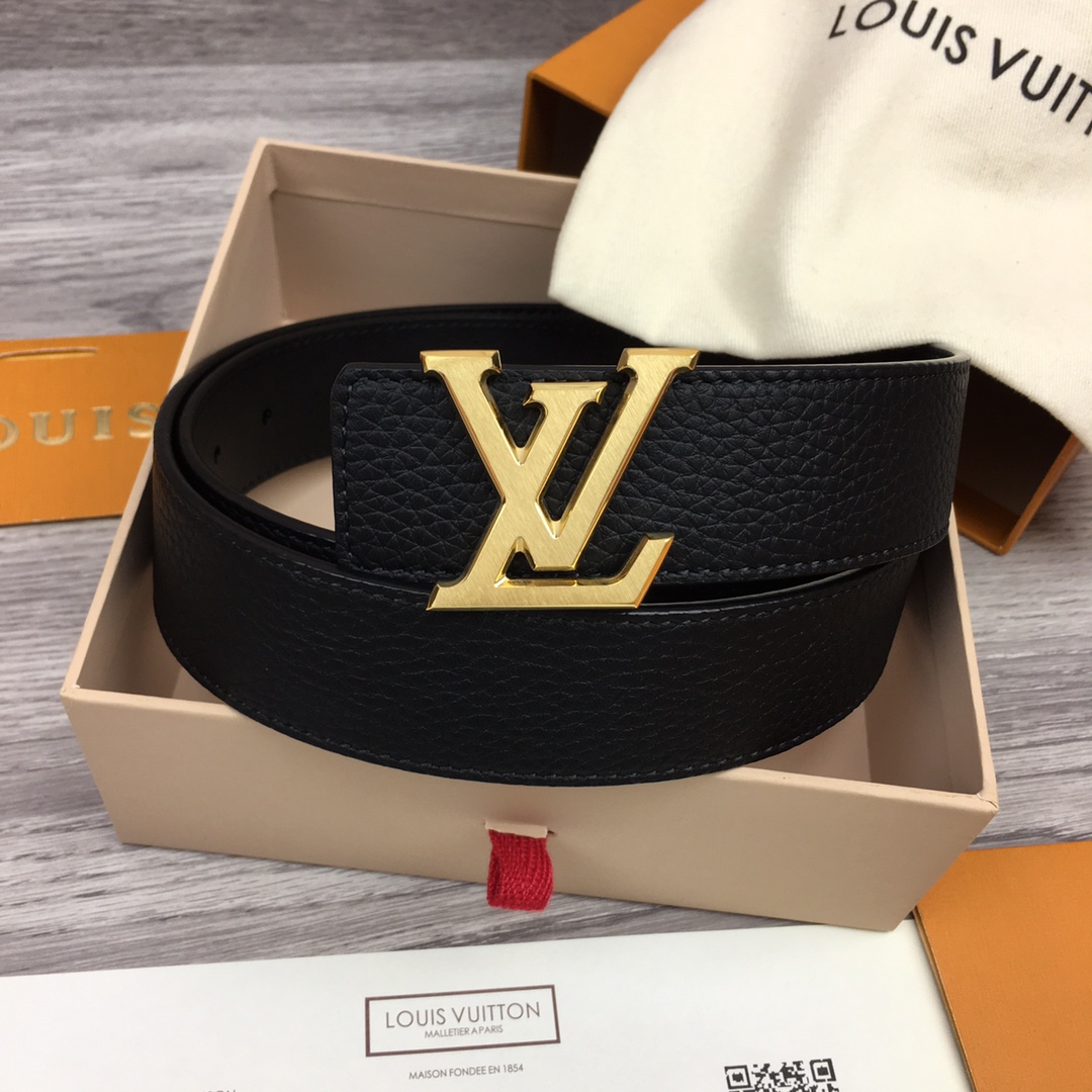 LV 一比一黑色粒面牛皮銀扣腰帶 男士精品時尚皮帶推薦｜歐美奢侈品精品推薦