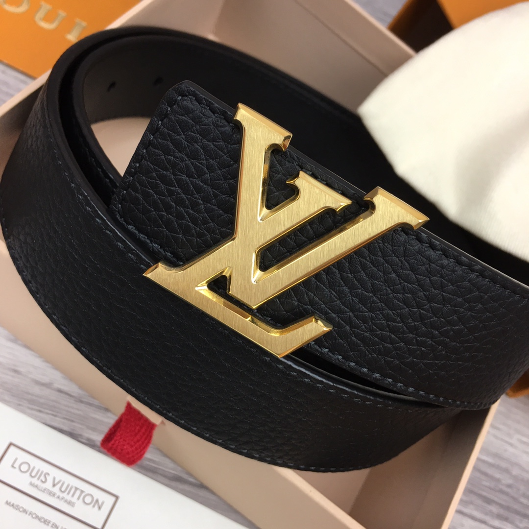 LV 一比一黑色粒面牛皮銀扣腰帶 男士精品時尚皮帶推薦｜歐美奢侈品精品推薦