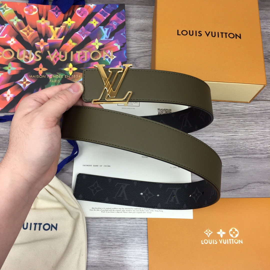 LV 高仿黑灰Monogram金扣男士精品帆布腰帶推薦款｜歐美奢侈品精品推薦