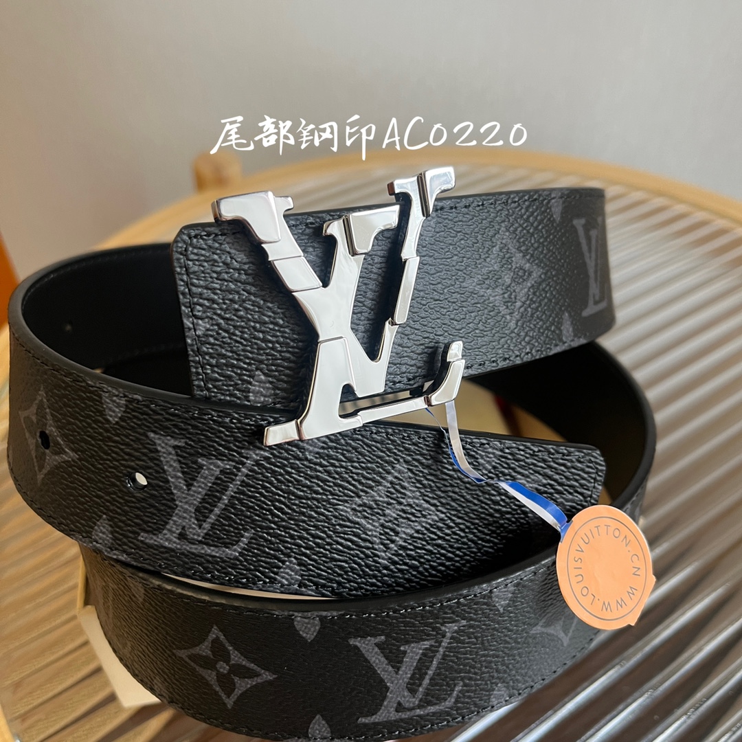 LV 高仿黑色Monogram碎紋啞光銀扣男士皮革腰帶推薦｜歐美奢侈品精品推薦