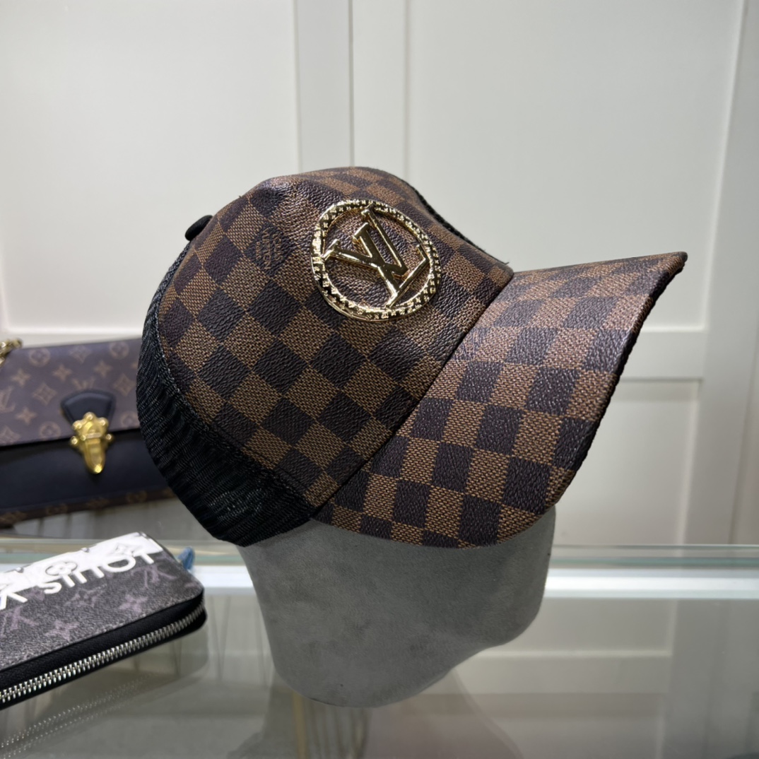 LV高仿格紋棒球帽立體金屬LOGO設計百搭必備｜歐美奢侈品精品推薦