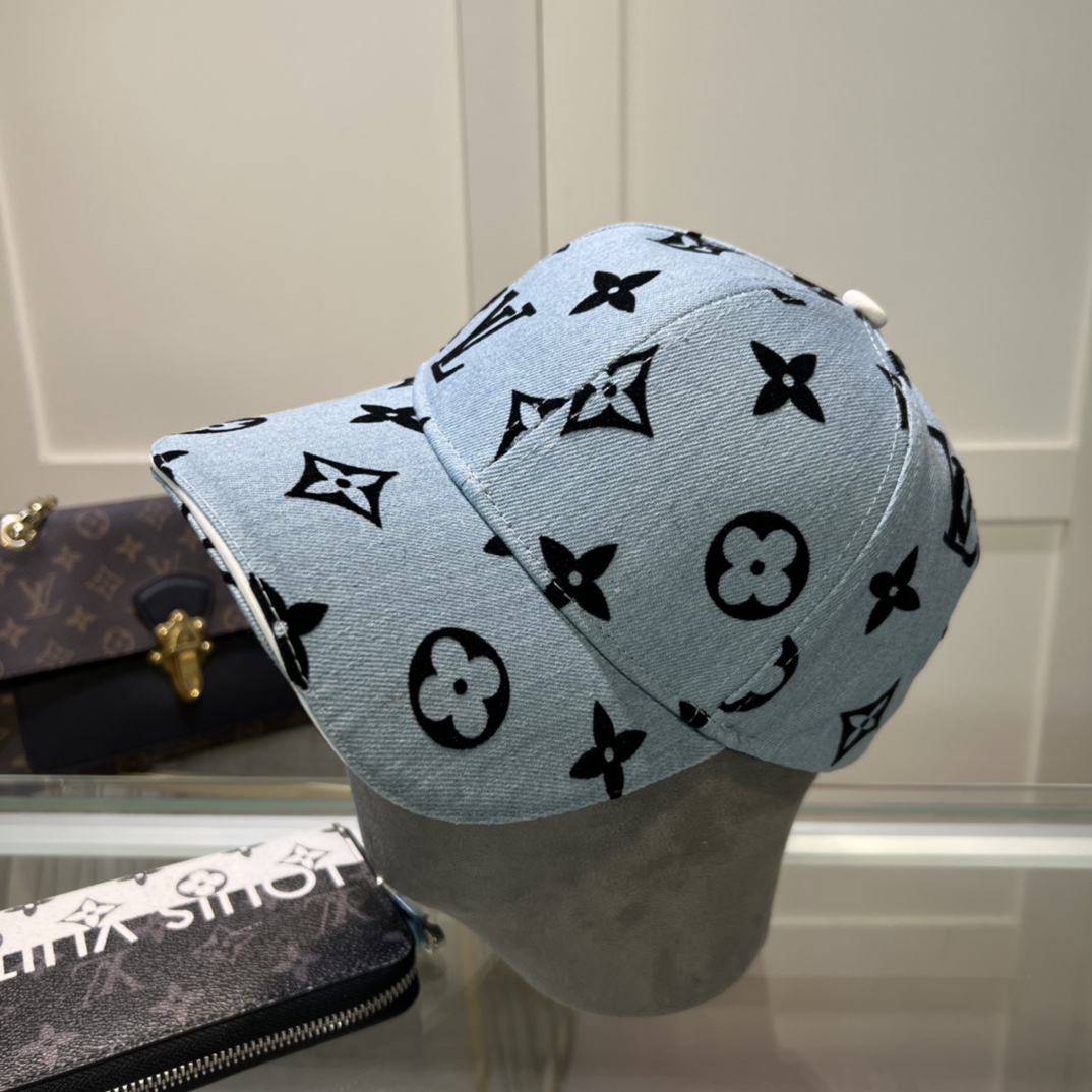 LV高仿牛仔棒球帽滿版老花圖騰潮流穿搭首選款｜歐美奢侈品精品推薦