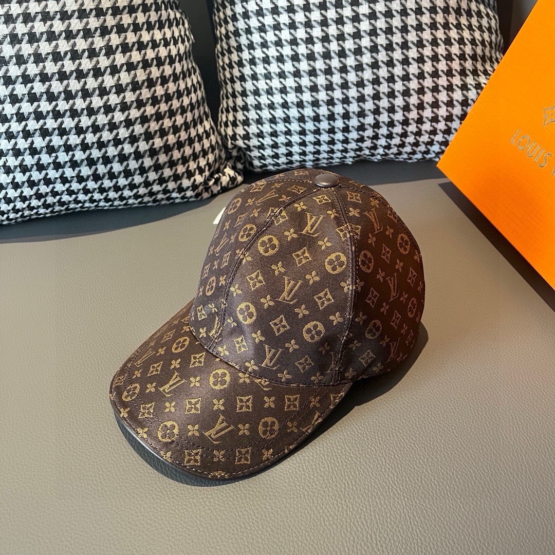 LV高仿經典老花棒球帽雙色刺繡圖騰復古街頭感