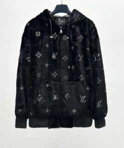 LV一比一滿版絨面水鑽連帽外套 高仿精品冬季保暖款式