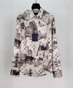 LV高仿復古襯衫 城市風格印花設計 長袖質感男裝推薦