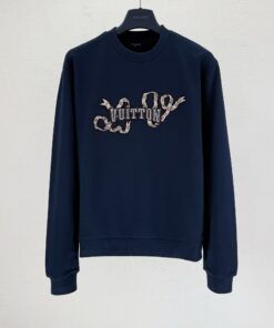 LV高仿長袖衛衣 蛇形Logo刺繡設計 黑藍色秋冬百搭款