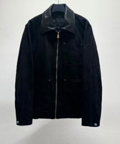 LV一比一黑色夾克 拼皮領設計 工裝風街頭百搭外套