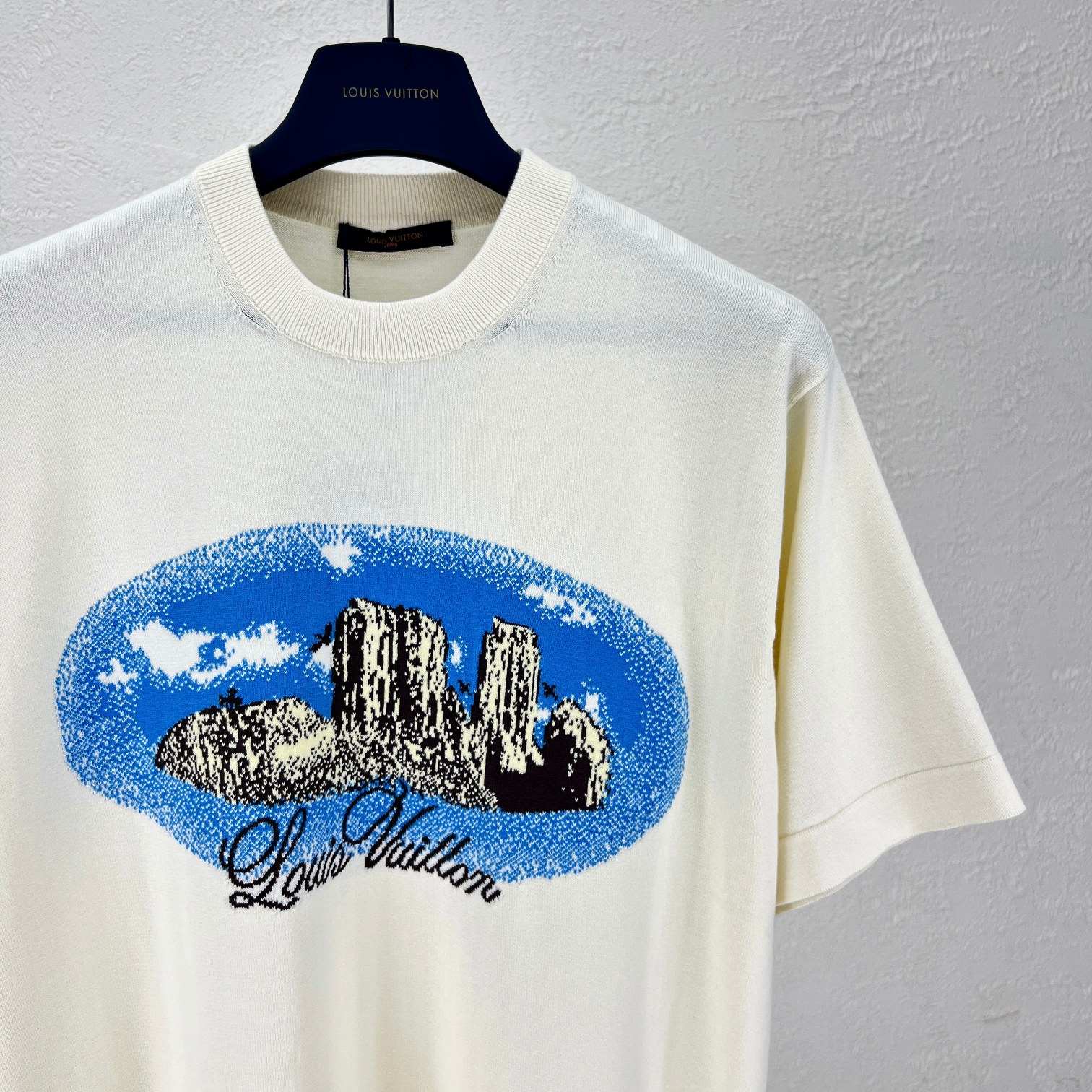 LV高仿白色短袖T恤 山景印花設計 夏季通勤百搭潮款｜歐美奢侈品精品推薦