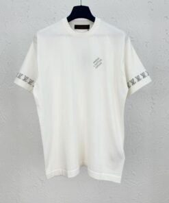 LV高仿白色短袖T恤簡約滿印袖口LOGO款