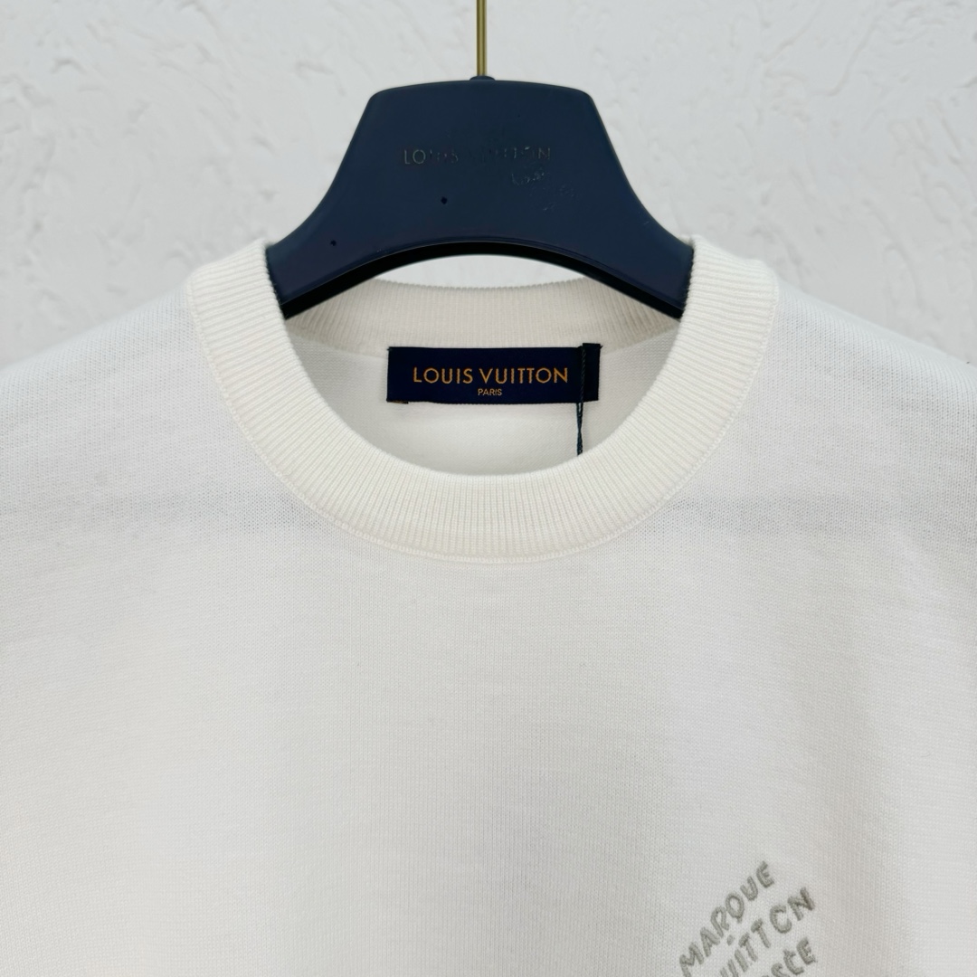 LV高仿白色短袖T恤簡約滿印袖口LOGO款｜歐美奢侈品精品推薦