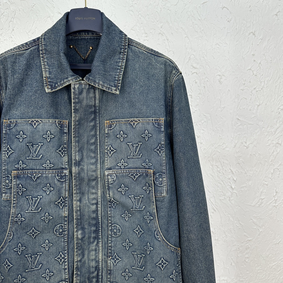 LV高仿丹寧外套老花滿版設計潮流復古牛仔款｜歐美奢侈品精品推薦