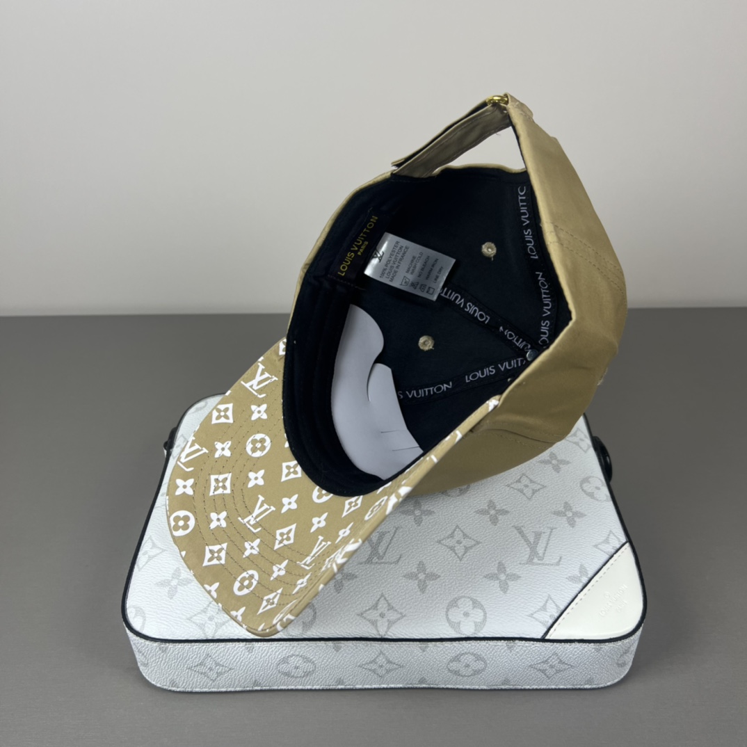 LV 原單卡其色印花棒球帽時尚百搭遮陽帽男女皆宜款｜歐美奢侈品精品推薦
