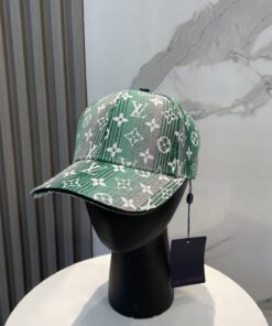 LV 高仿綠灰撞色老花棒球帽 刺繡字樣休閒帽款