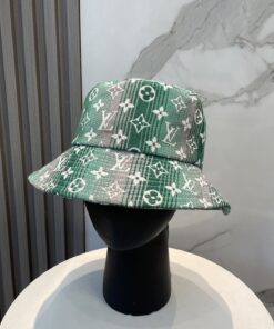 LV 高仿綠灰老花漁夫帽 經典織紋設計百搭帽款