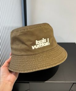 LV 高仿軍綠復古漁夫帽 立體LOGO刺繡百搭帽款