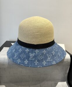 LV高仿草編帽牛仔老花拼接設計清新夏日風格款