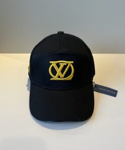 LV 高仿黑色棒球帽 刺繡金黃標誌款