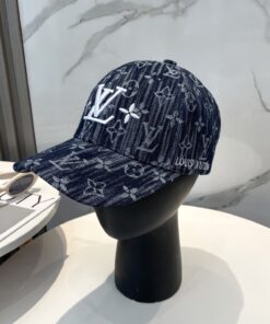 LV高仿丹寧字母刺繡棒球帽 滿版經典圖紋設計款
