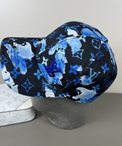 LV 高仿黑底藍花棒球帽 水墨風格潮流款