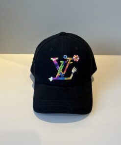 LV A貨黑色棒球帽 彩色刺繡Logo玩趣設計款