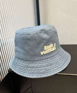 LV 原單水洗藍色漁夫帽 巴黎立體字樣休閒款