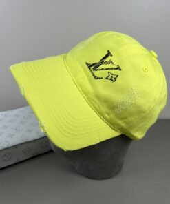 LV 一比一螢光黃破壞棒球帽 醒目黑標潮流設計