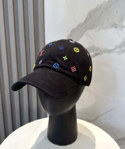 LV 一比一黑色棒球帽 彩色經典LOGO刺繡點綴
